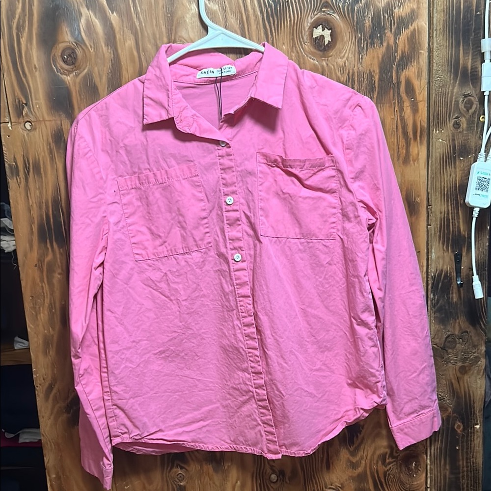 SHEIN Vibrant Pink Collared Shirt